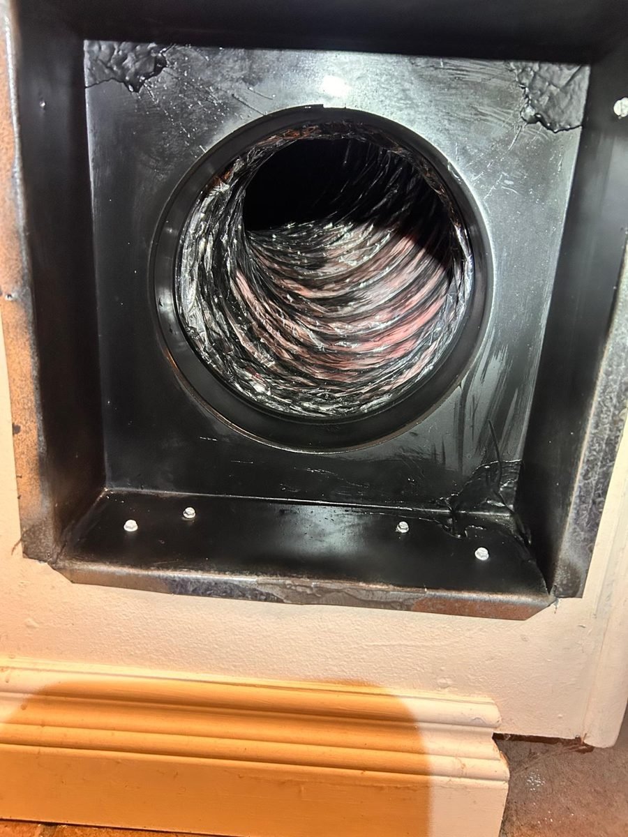 Clean black wall vent box and duct opening after cleaning